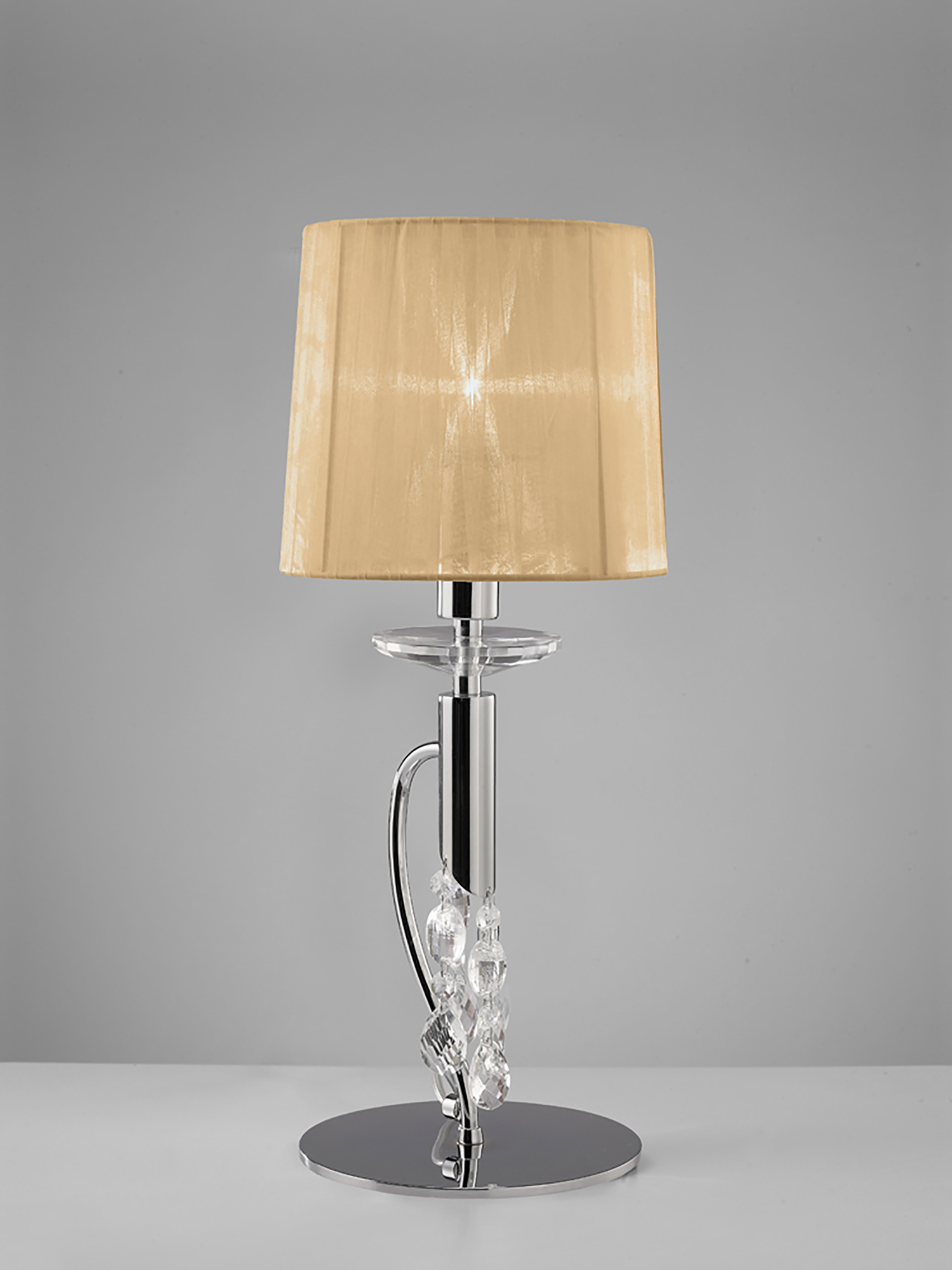 Tiffany Polished Chrome-Soft Bronze Crystal Table Lamps Mantra Shaded Table Lamps